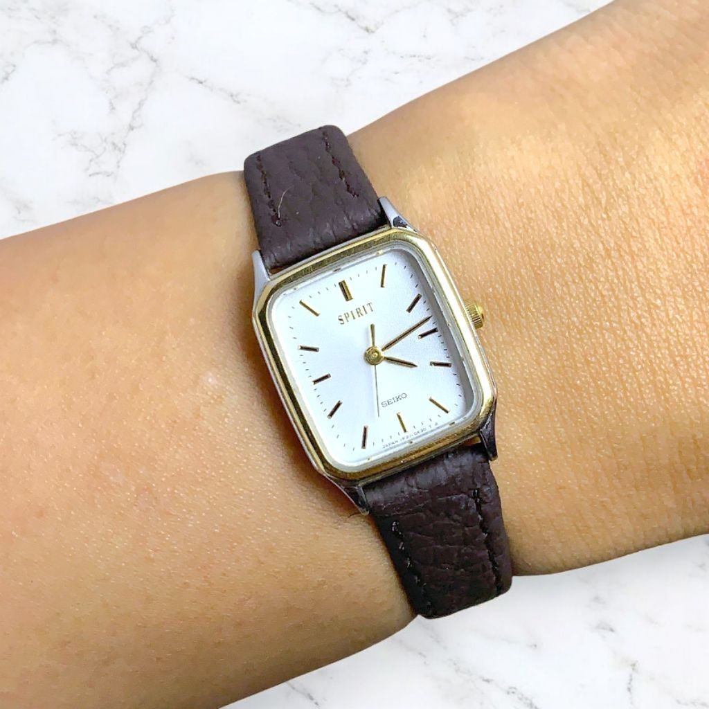 Jam Tangan Wanita - Seiko Tank Spirit Sand Dial Two Tone Circa 1984's Beautiful Vintage Watch Original
