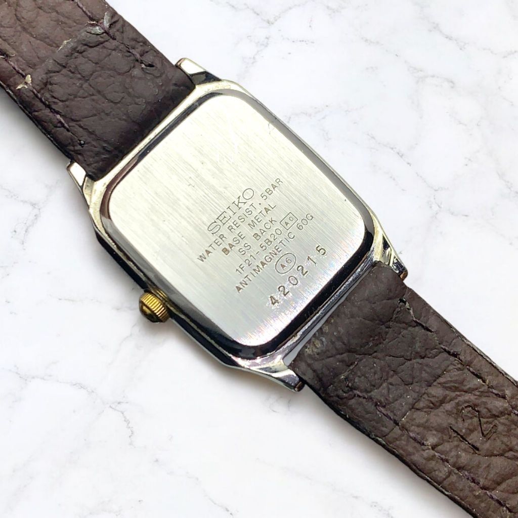 Jam Tangan Wanita - Seiko Tank Spirit Sand Dial Two Tone Circa 1984's Beautiful Vintage Watch Original